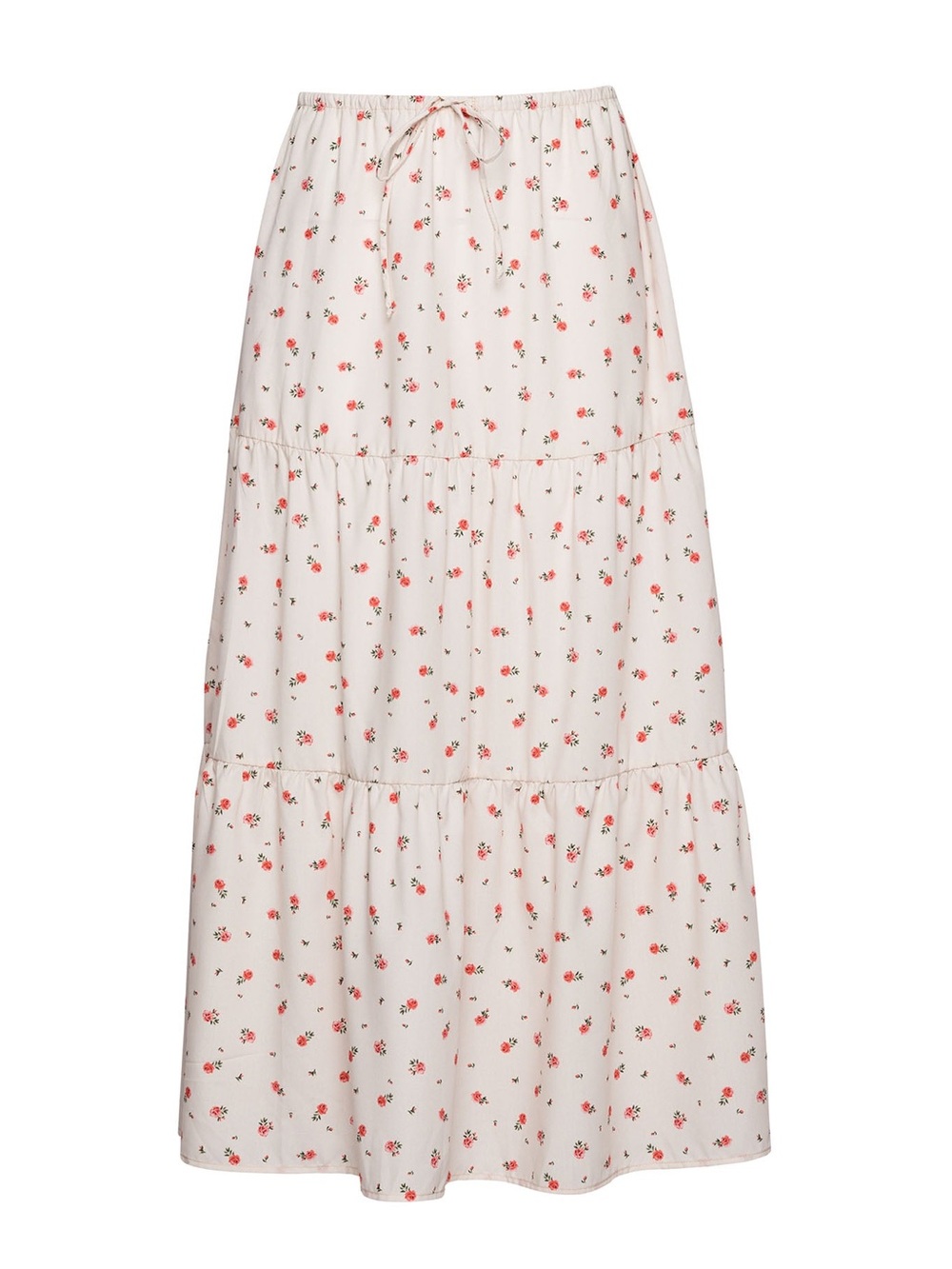 Skatie Cream Maxi Skirt with Pink Floral Print